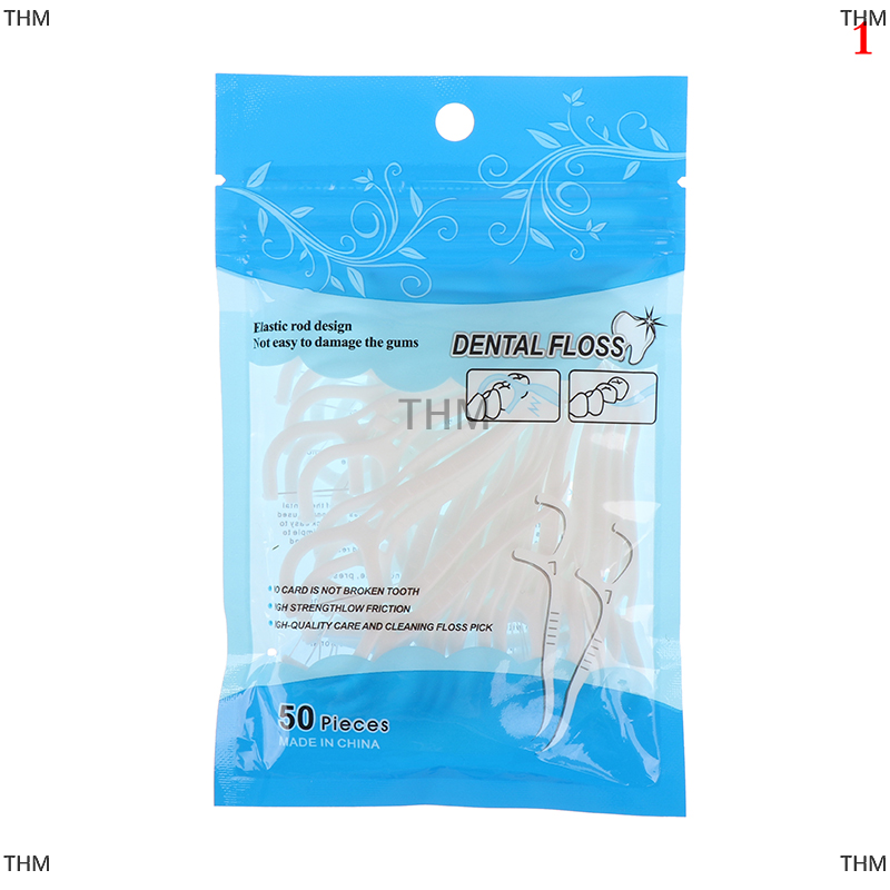 THM 100Pcs Disposable Dental Flosser Interdental Brush Toothpicks Teeth Cleaning