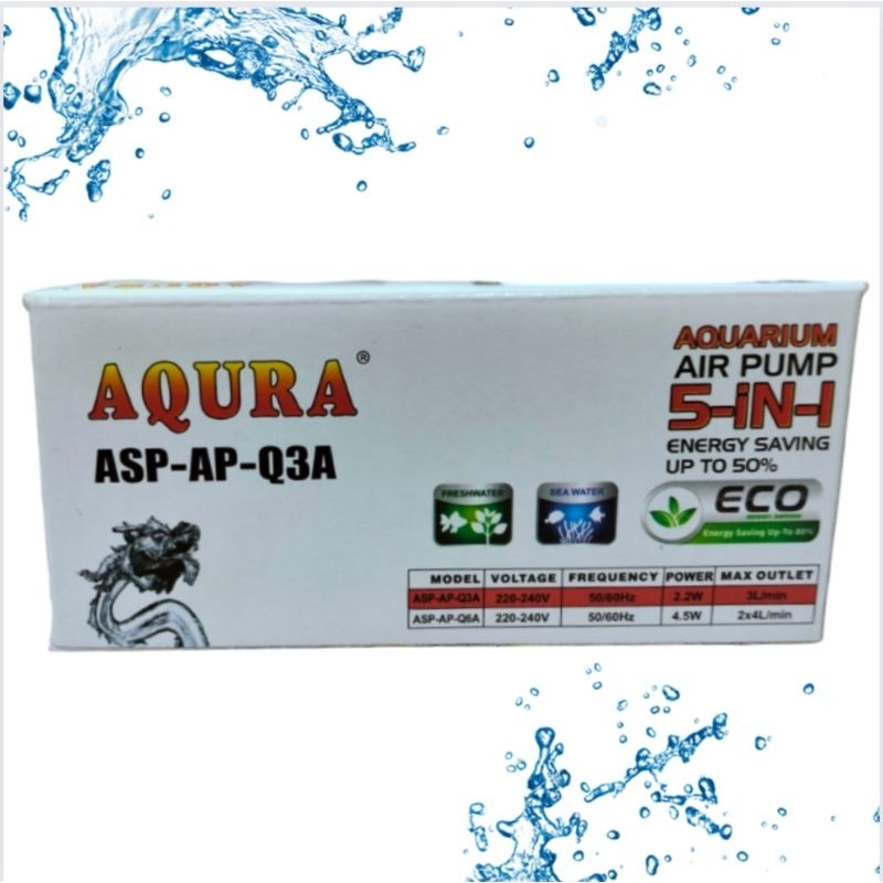 AQURA ASP AP Q3A AIRPUMP AERATOR UDARA 1 LUBANG OUTPUT