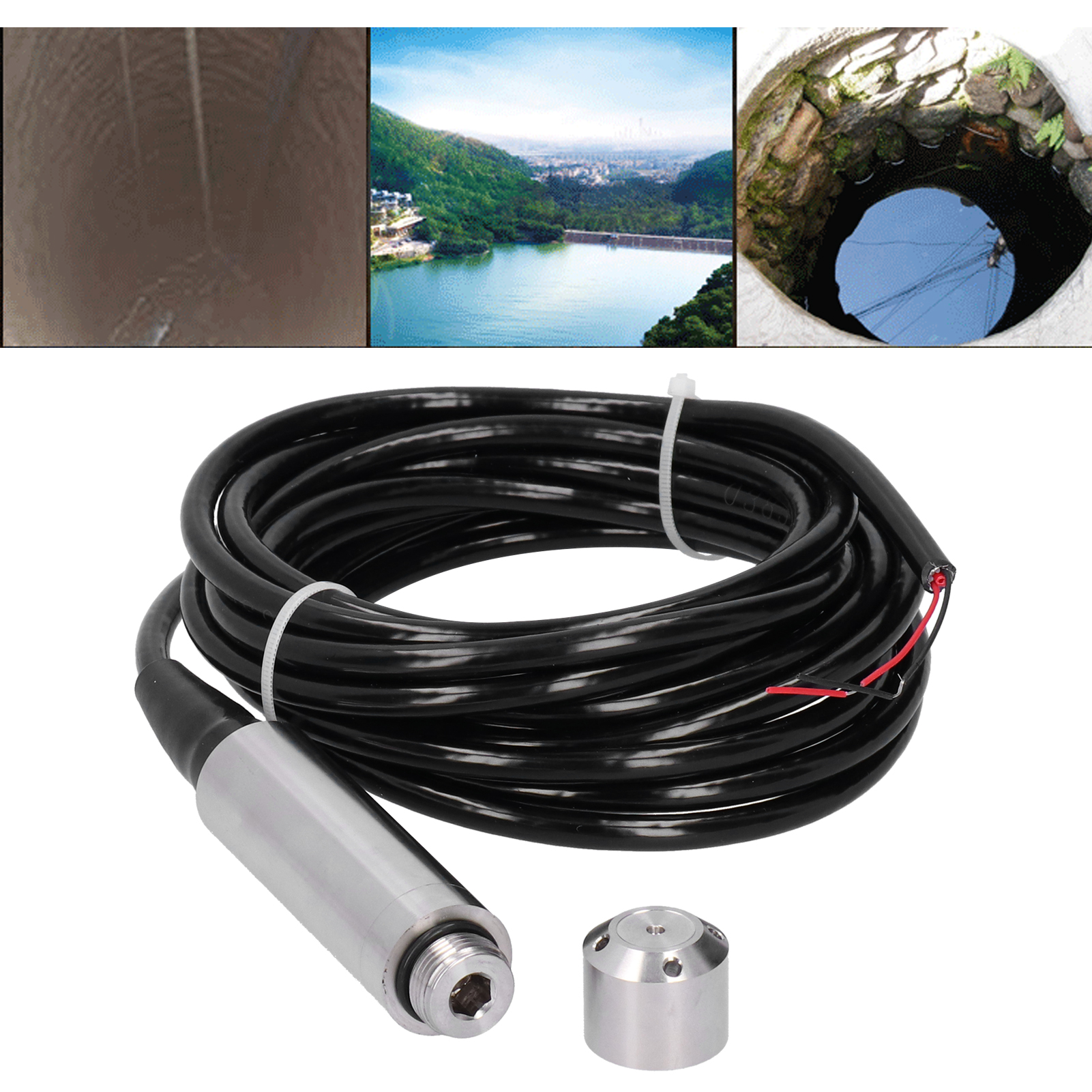 YB‑2J‑F Liquid Level Transmitter 5m Cable Water Level Sensor Detector 12‑32VDC 4‑20mA 0-4m