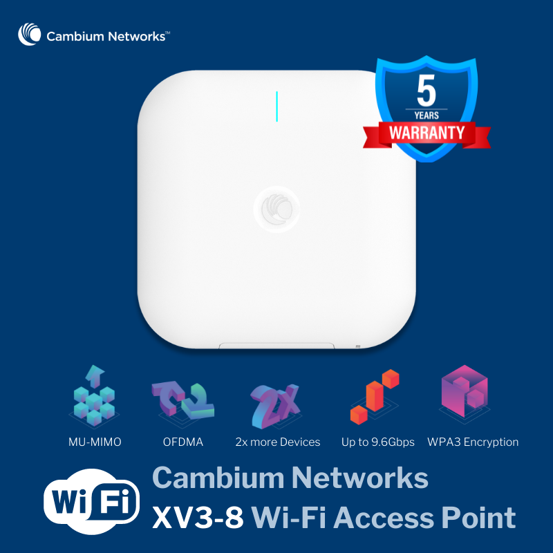 Cambium Networks XV3-8 Wi-Fi 6 Access Point 802.11ax (8x8 or Dual 4x4 ...
