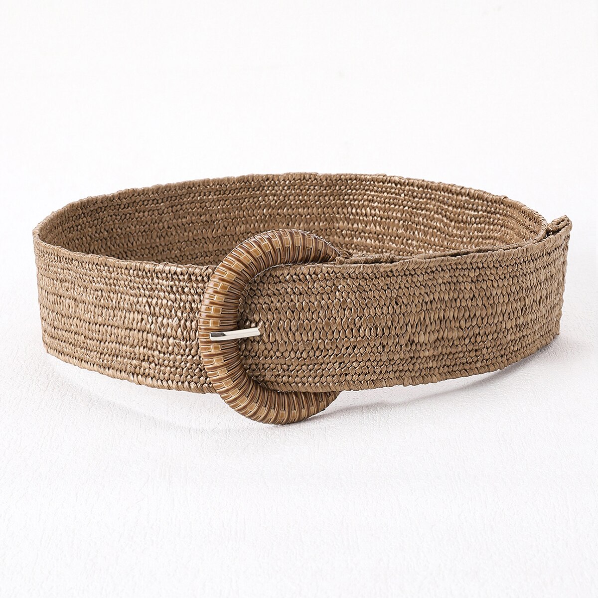 New Bohemian Elastic Straw Braided Belts For Women Summer Beach PP Straw Weave Wide Belt Dress Waist Belt Female Waistband Hot