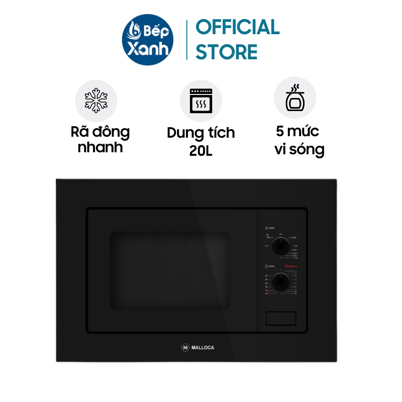 Lò vi sóng âm tủ có nướng malloca mw-820b - 5 mức công suất vi sóng - dung tích 20l - điều khiển núm vặn - hàng chính hãng - bảo hành 3 năm