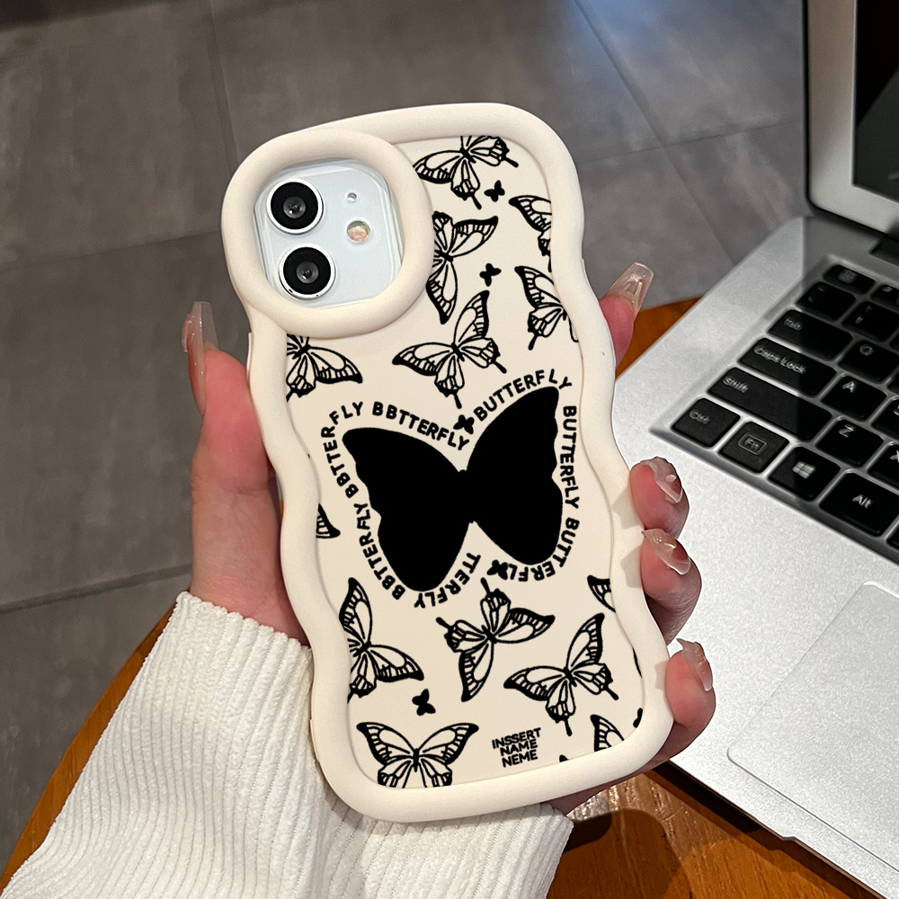 Jizetin for Redmi A3 A3x Back Cover Black Butterfly Macaron Bright Color Wavy Shape Soft Mobile Phone Cases. 