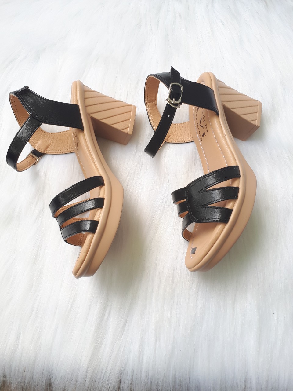 Sandal gót cao 6 phân  da bò thật cao cấp VI VI S305