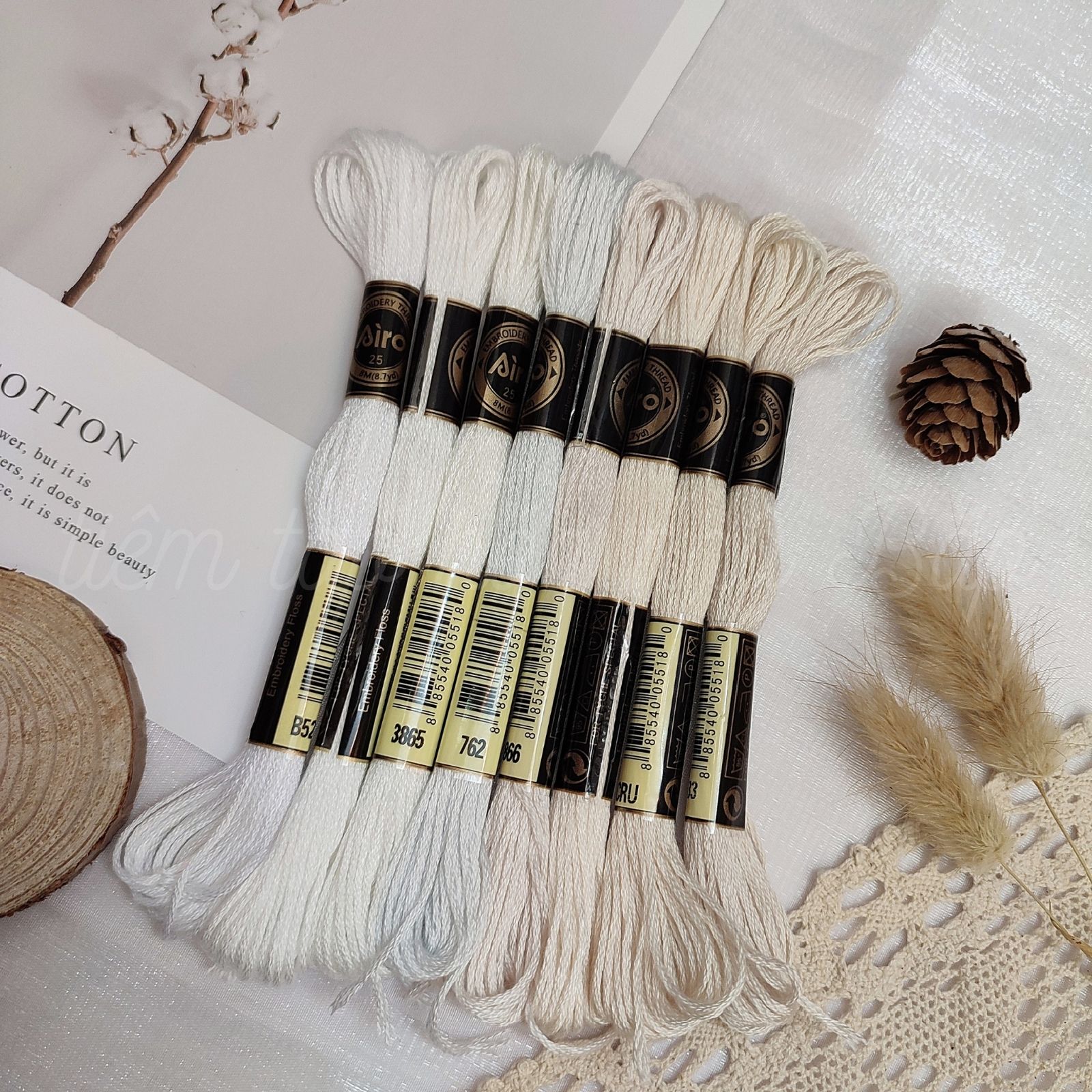 Set Chỉ Airo Tông Màu Trắng Be
