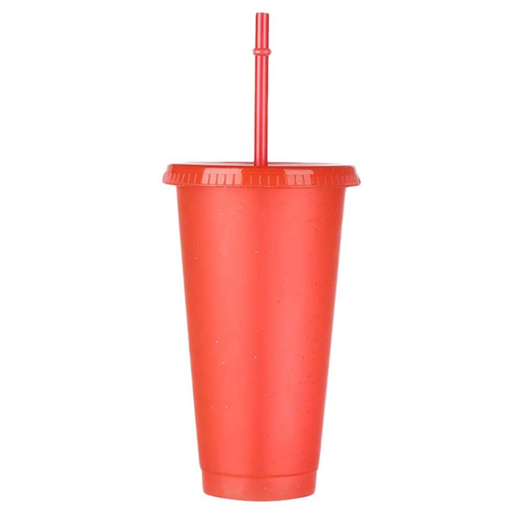 AMINNO Multi-color Option 1 pcs Personalized Creative Gifts Reusable With Straws,Lid Cold Drink Tumbler Straw Drinking Cup Flash Powder Water Bottle Plastic Tumblers