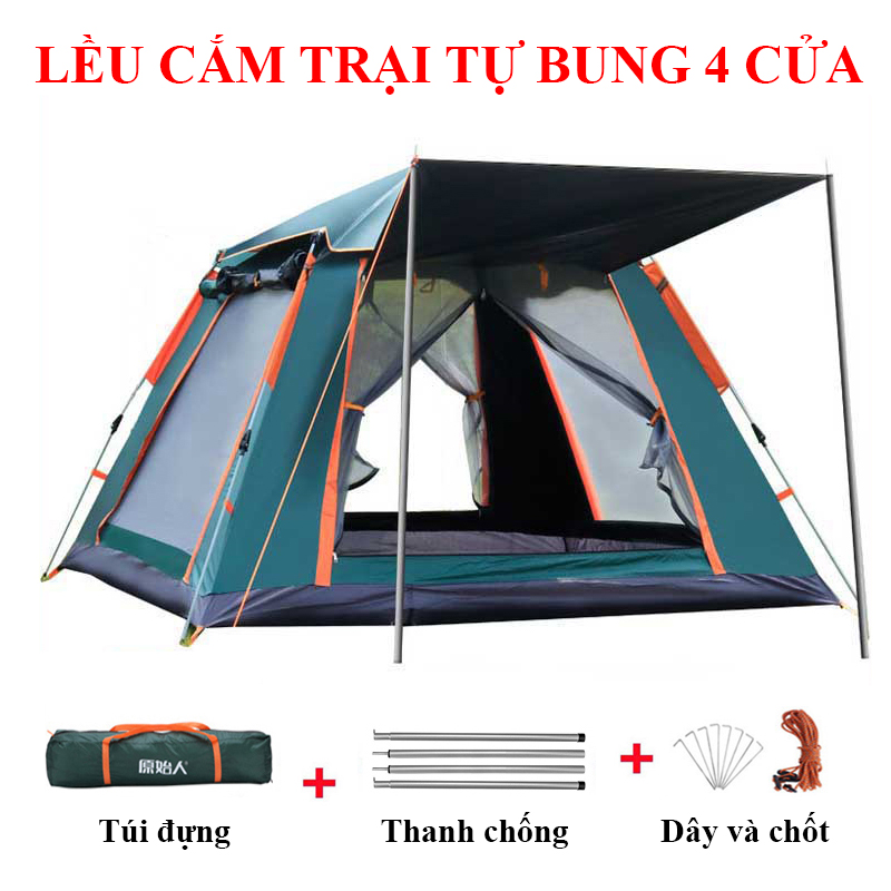 Lều Cắm Trại, Lều Du Lịch Dã Ngoại, Phượt Tự Bung 4 đến 6 người Chống Thấm Nước Chống Muỗi Gấp Gọn Tiện Lợi