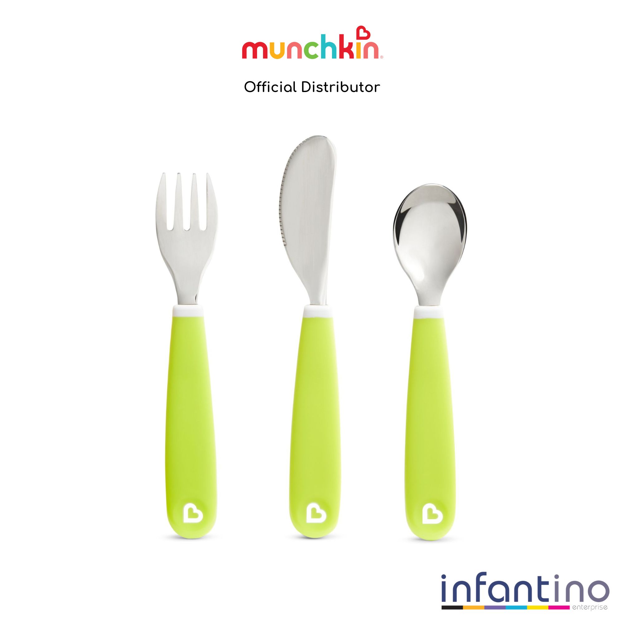 Munchkin Splash Toddler Fork Knife & Spoon Set Green