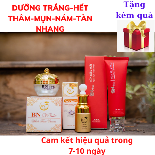 <HCM>Kem face+serum+sửa rửa mặt BN WHITE