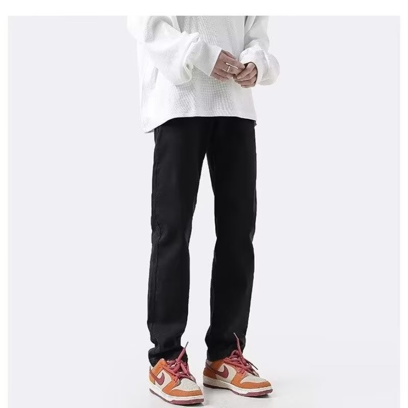 LIVE GREAT Men's solid color denim casual trousers American Basic Straight Drape Jeans