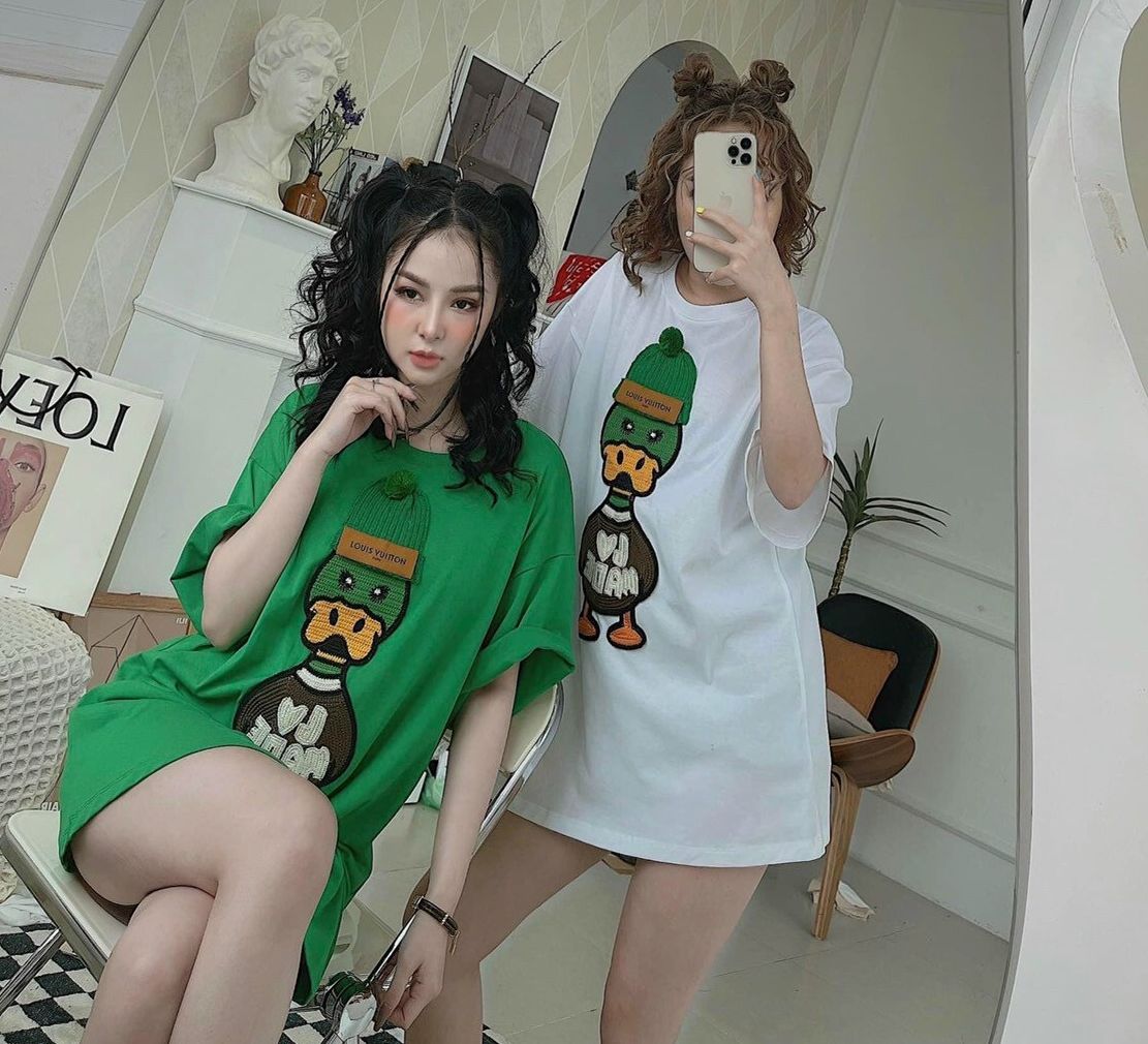 Áo thun phom rộng vịt xanh siêu hot.