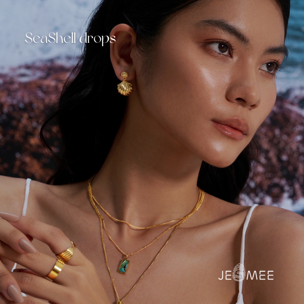 [1.12-GIẢM 15K ĐƠN 299K]- Khuyên tai Seashell JESMEE vỏ sò - E6876