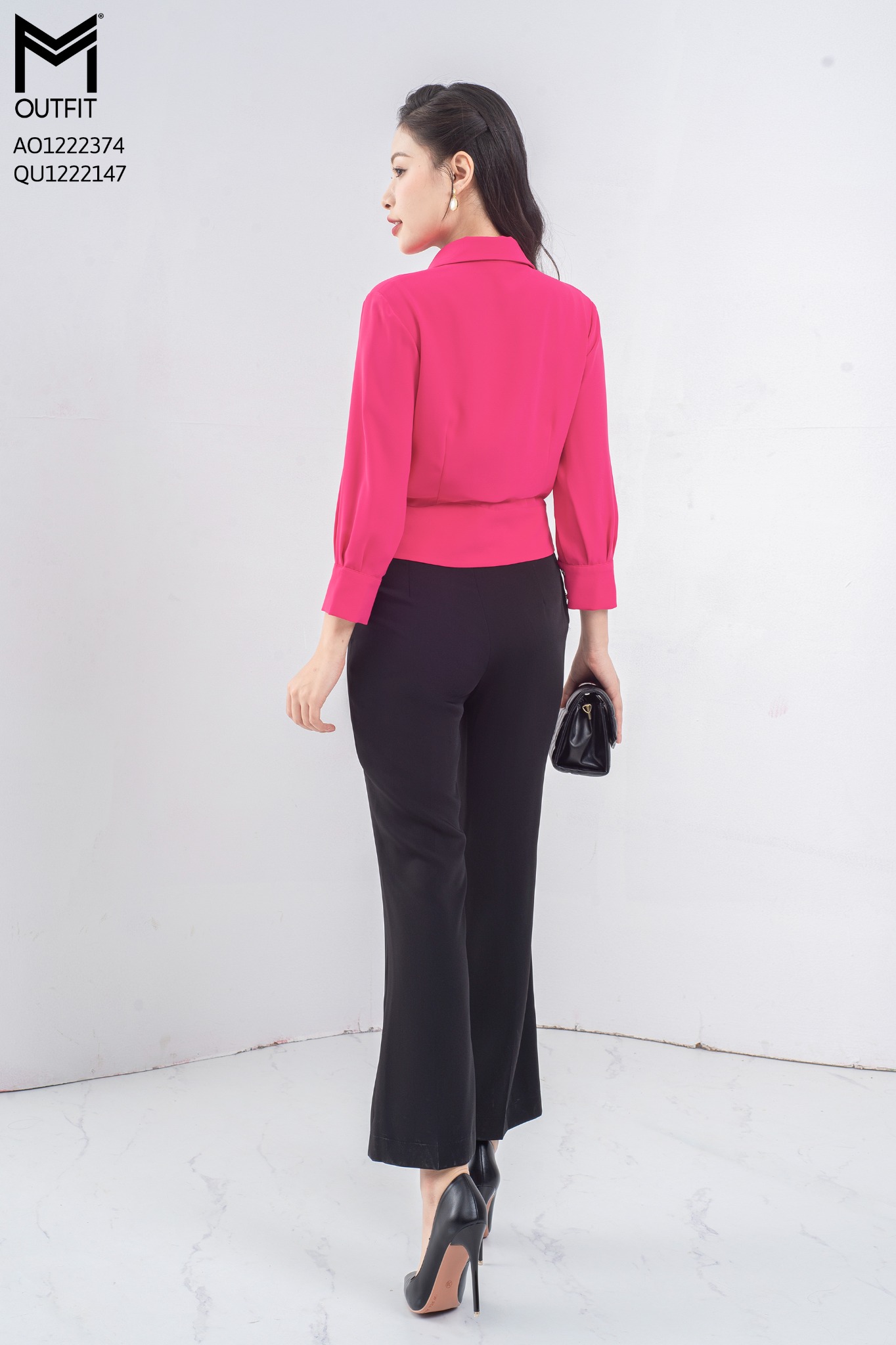 Áo sơ mi dáng croptop, tay lỡ -Mmoutfit