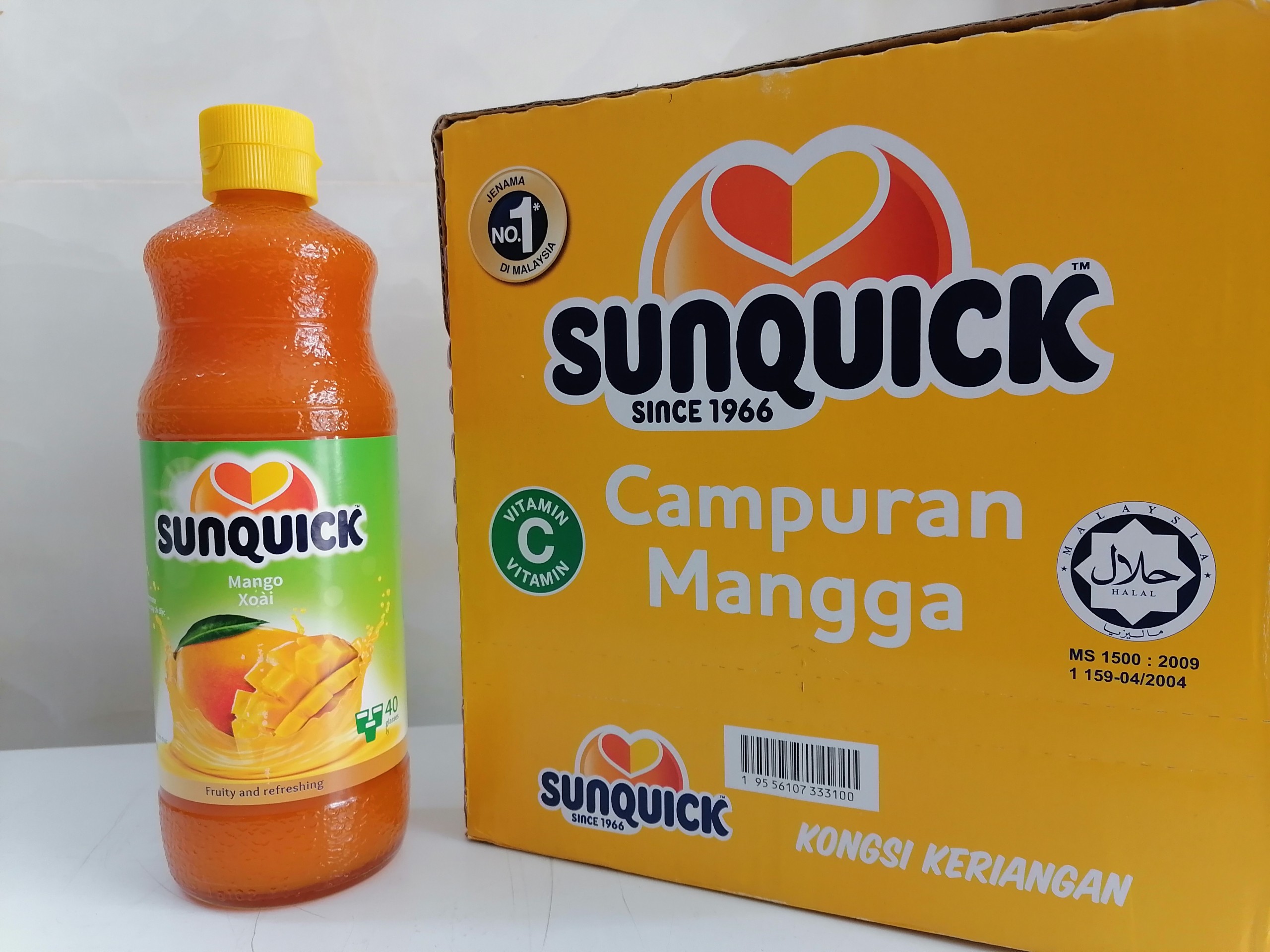 Chai 840ml XOÀI NƯỚC ÉP TRÁI CÂY CÔ ĐẶC Malaysia SUNQUICK Mango Fruity and