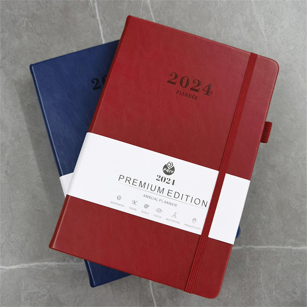 2024 English Yearly Calendar 365 Days Efficiency Study Planner Schedule Study Daily Office Planner A5 Planner Notebook