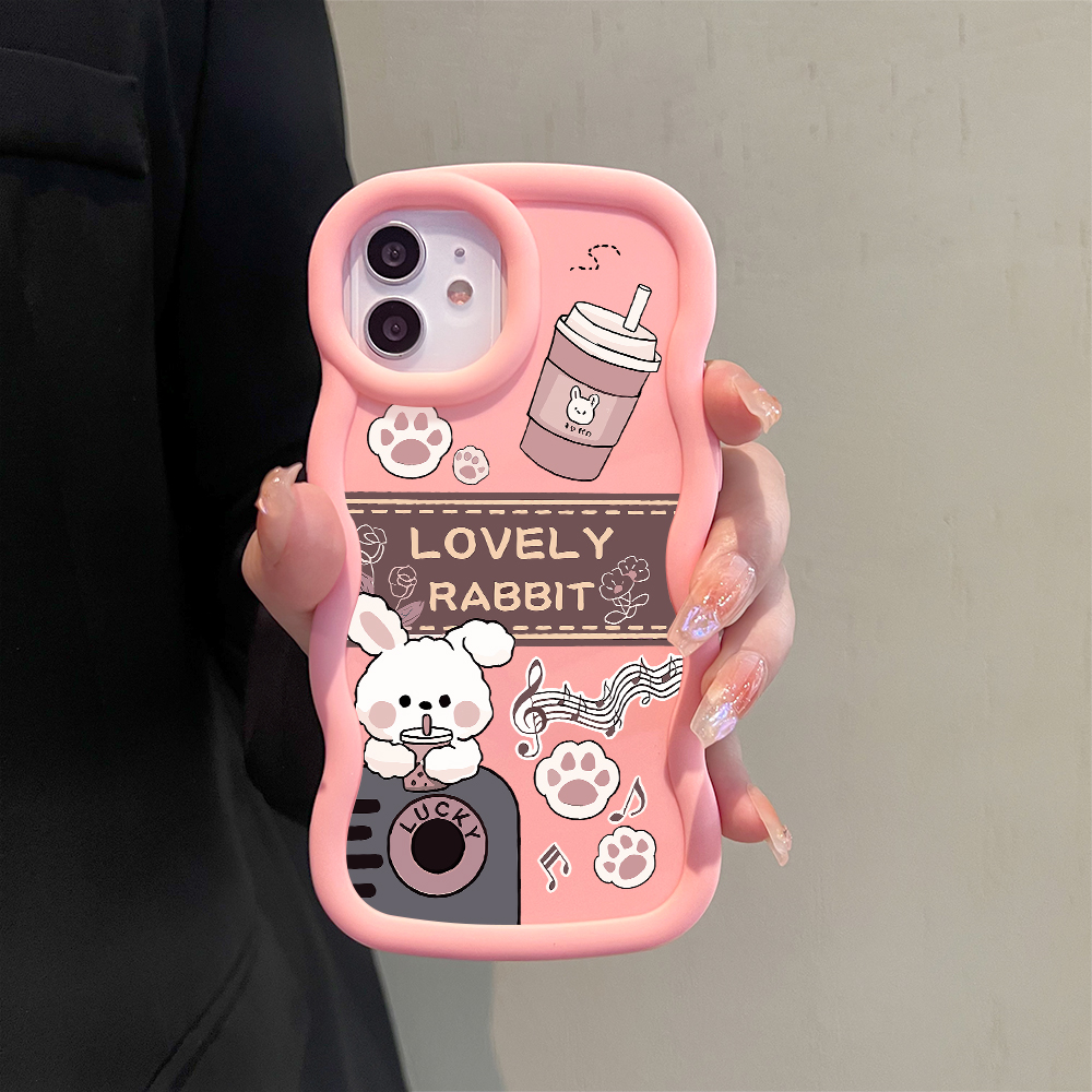 Hontinga for Redmi Note 13 12 11 10 9 Pro 4G Note 13 Pro Plus Xiaomi Poco M2 Pro Back Cover Music Rabbit Luxury Phone Cover Soft Silicone Macaron Wave Mobile Case. 
