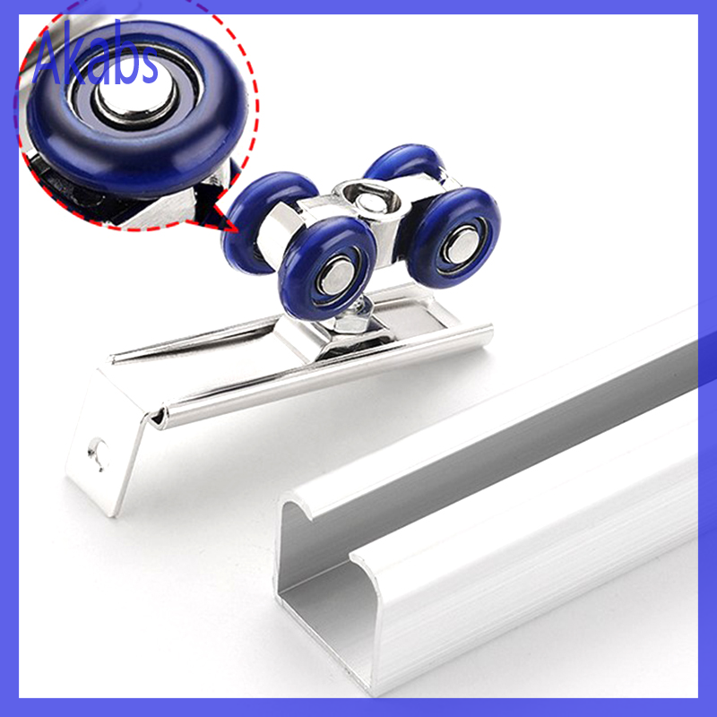 Akabs 2pcs/set Sliding Door Roller Hardware Slide Doors Pulley 4/8 Wheels Rail Track
