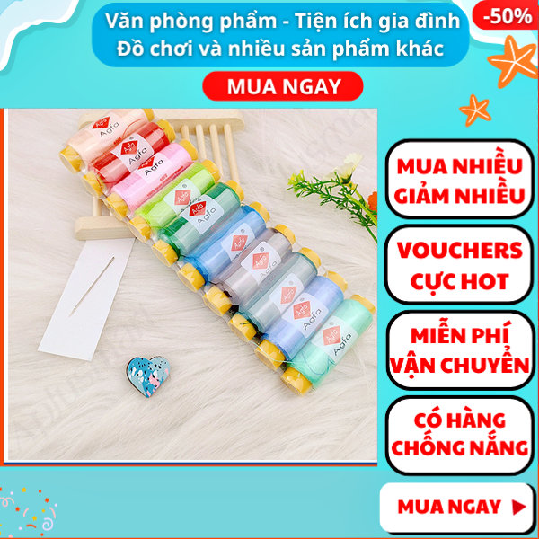 Combo 10 cuộn chỉ và 10 cây kim may siêu tiết kiệm, kim may đồ,kim thêu tranh,bộ kim thêu,chỉ thêu,chỉ màu,chỉ may quần áo,chỉ may đồ,kim may quần áo,kim thêu tranh chữ thập, Aplusmart