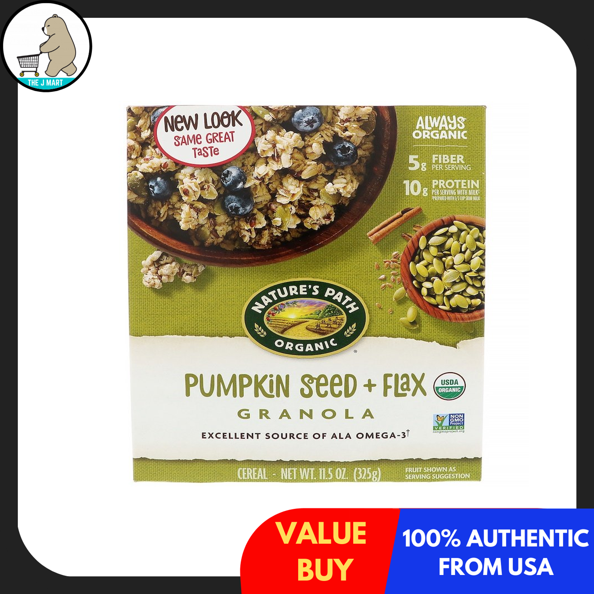 Nature's Path Organic Pumpkin Seed + Flax Granola - 12 Pack Non-GMO Breakfast Cereal