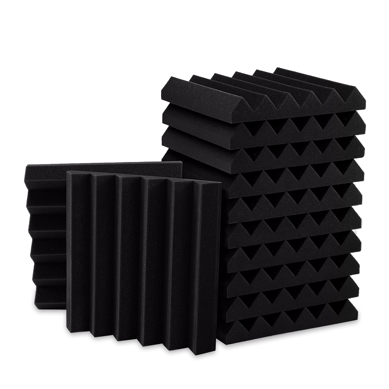 BEIYIN 24PCS High Density Wedge Acoustic Diffuser Foam Soundproof ...