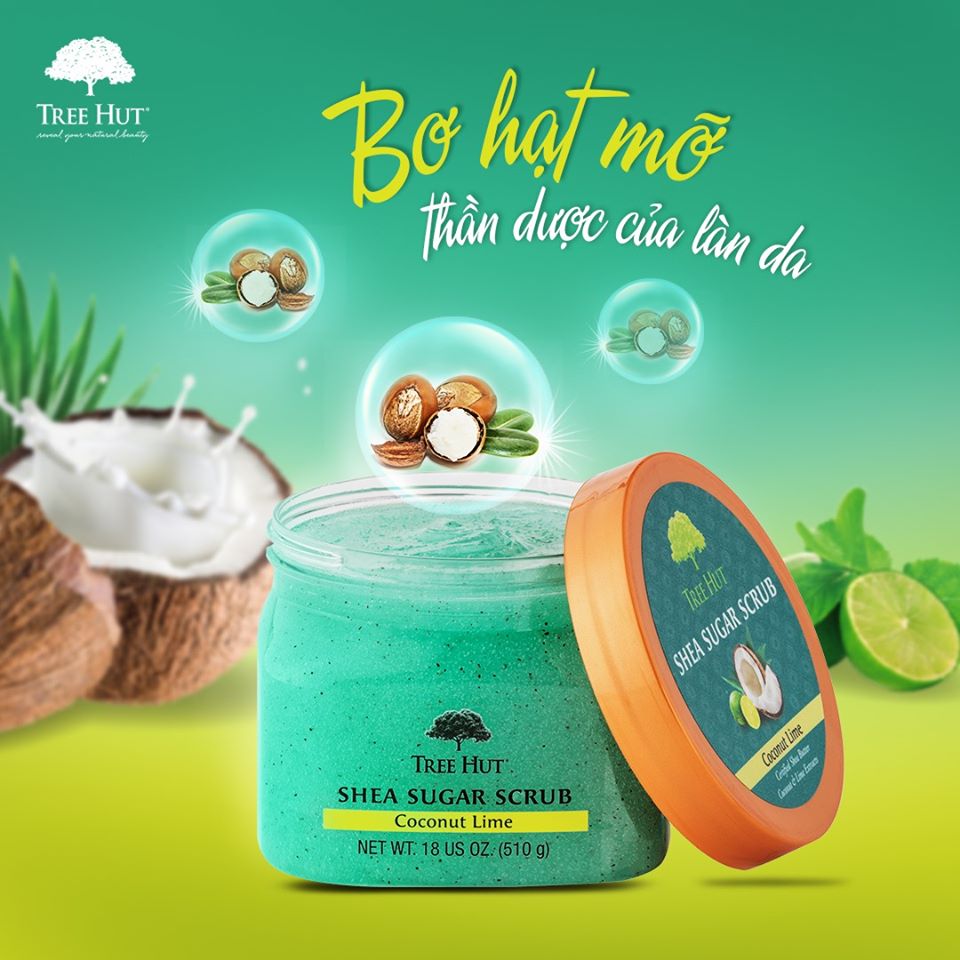Tẩy tế bào chết cơ thể Tree Hut Shea Sugar Scrub Coconut Lime - Hàng Mỹ Nhập Khẩu