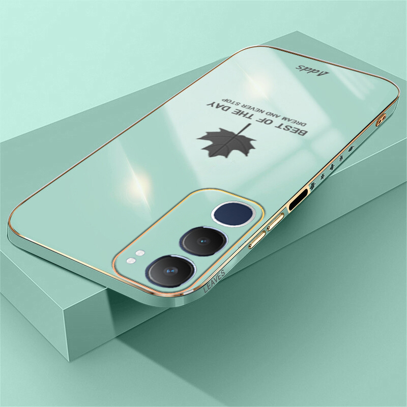 For Vivo Y19S Case Shining Maple Leaf Design soft plating For Vivo Y19S Back cover Phone Cases.
