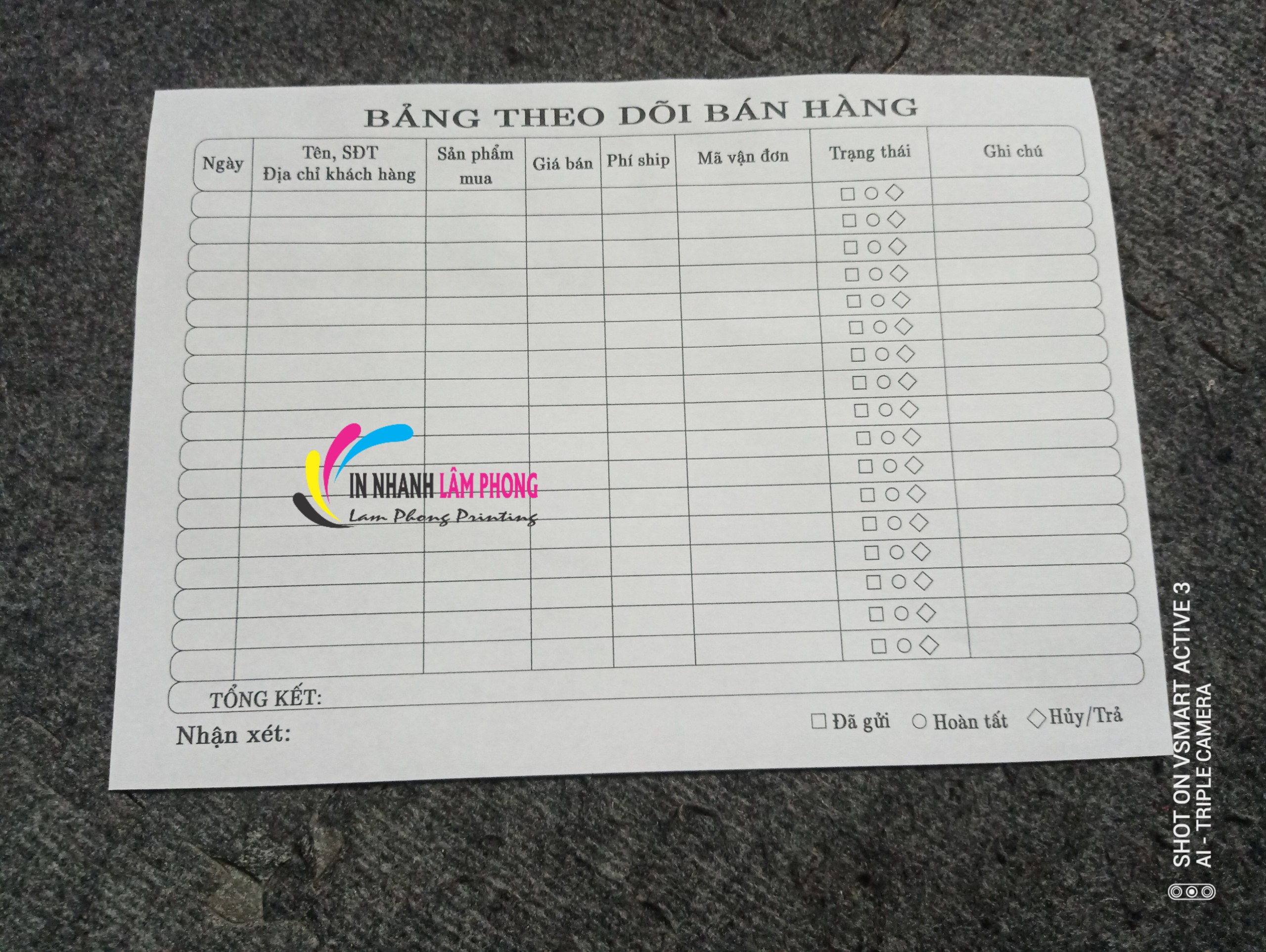 Sổ Bán Hàng From Chuẩn Có Tình Trạng Đơn Hàng A5