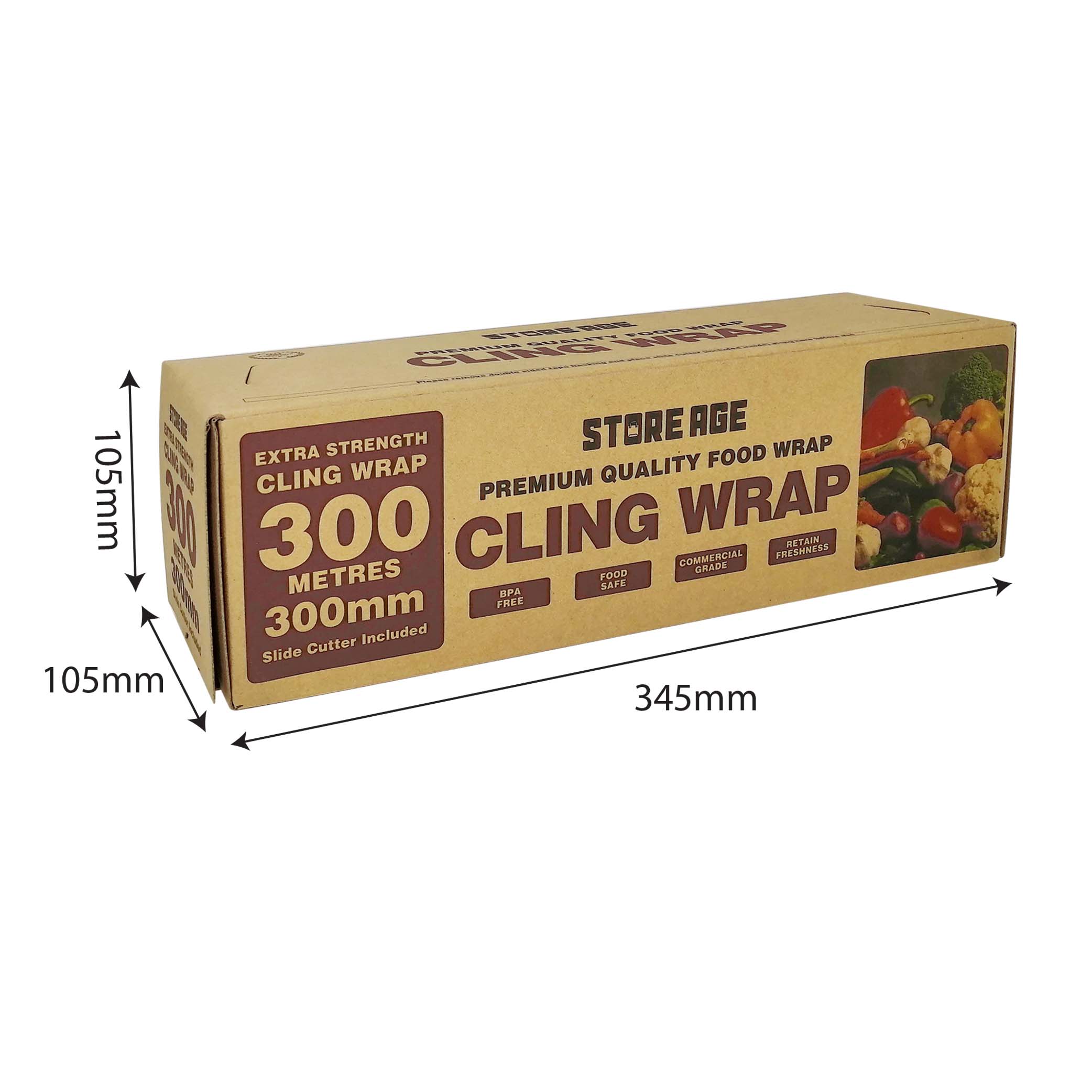 Strong Clear PVC Meat 18'' Food Wrap 12mu 450mmX300/1500m Cling Film Jumbo Roll | UK