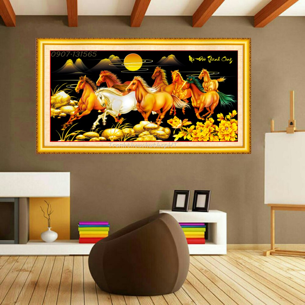 [HCM]Tranh thêu chữ thập Mã đáo thành công LV3123 - tự thêu