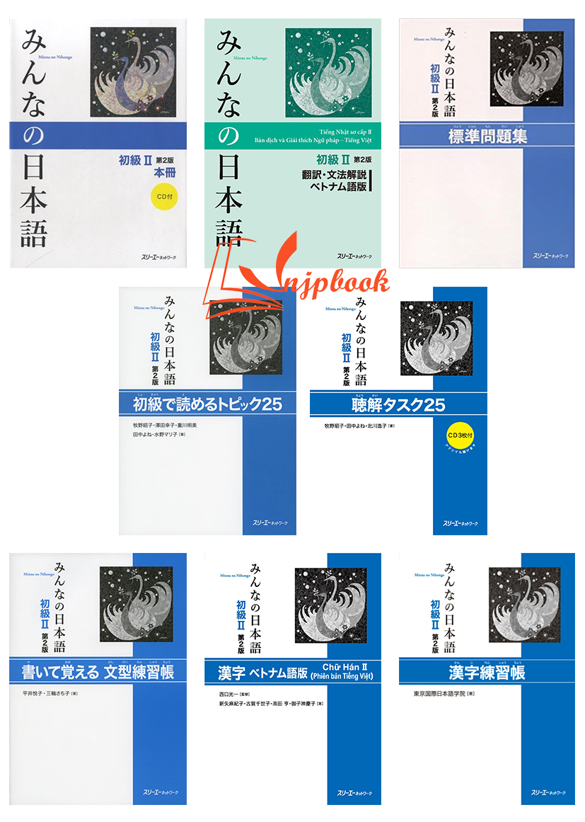 Minna no Nihongo Sơ cấp 2 - Bộ 8 cuốn (In màu + Kèm CD)