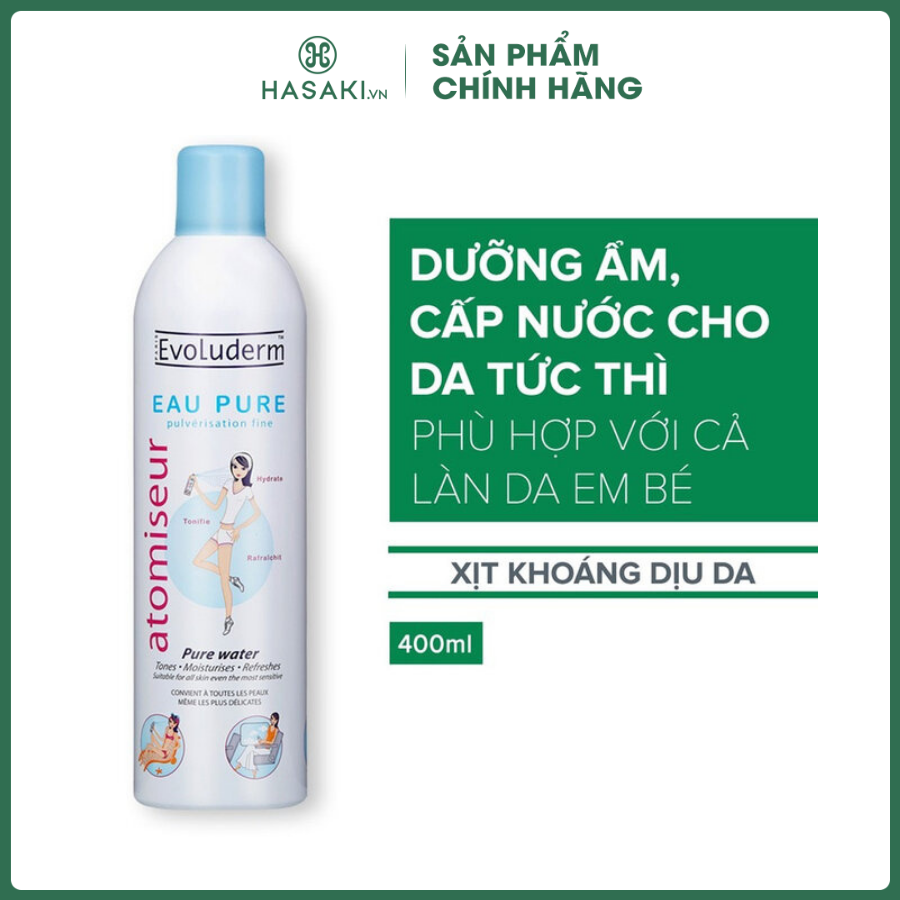 Xịt Khoáng Evoluderm Dưỡng Ẩm Cấp Nước & Làm Dịu Da 150ml, 400ml | Hasaki | Sản phẩm chính hãng
