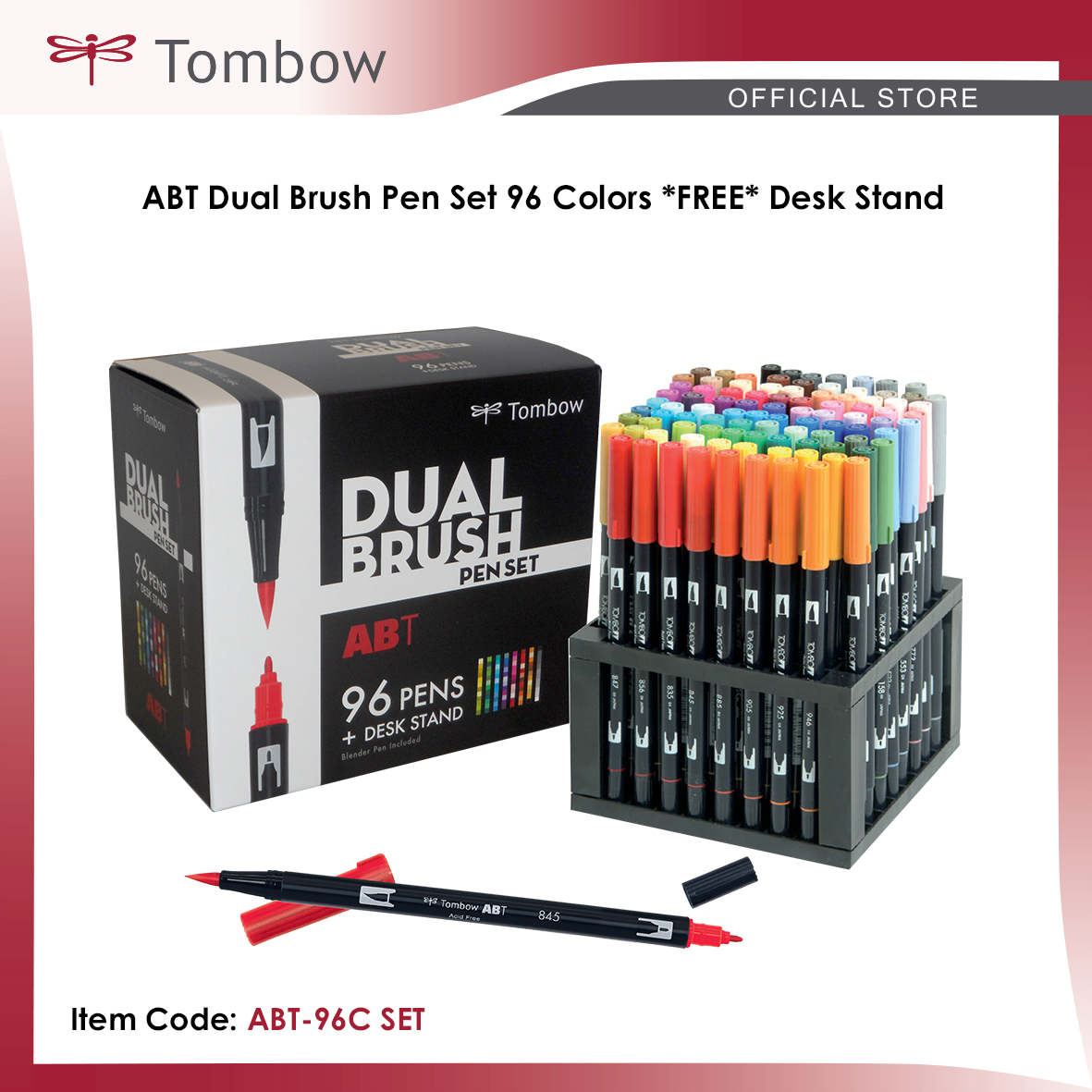 Tombow ABT Dual Brush Pen Set 96 Colors *FREE* Desk Stand
