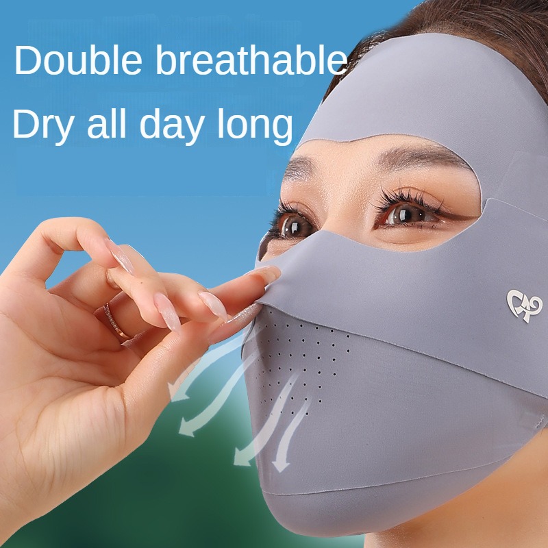 【SmartHorizon】Summer Outdoor Ice Silk Sunscreen Mask Full Face Sun ...