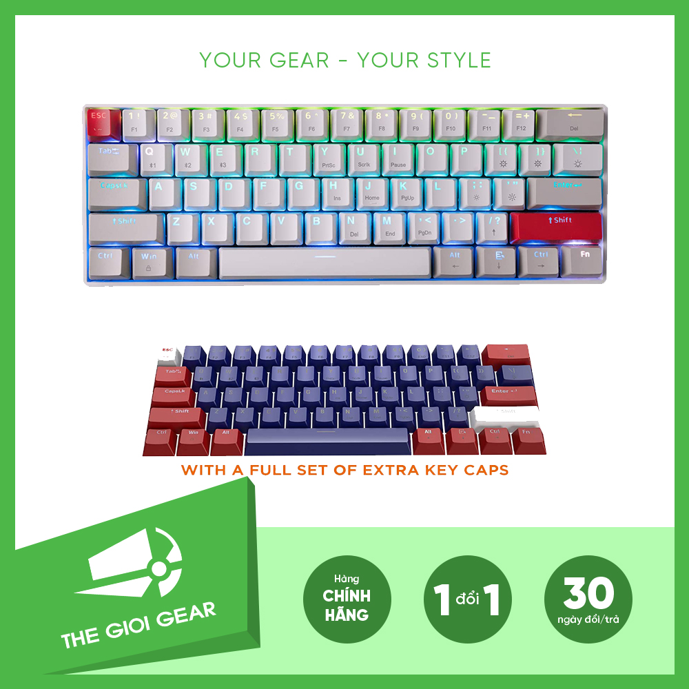 Bàn Phím Cơ Máy Tính Không Dây - Newmen Gm610 Dual Mode (Bluetooth 5.0 | Typec | Led Rgb)