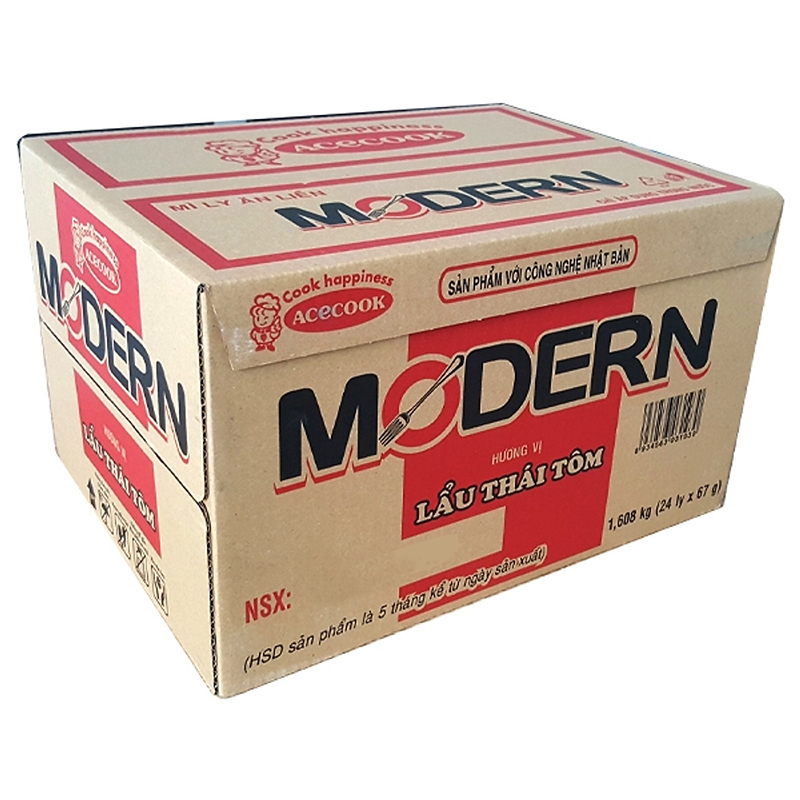 Mì ly Modern Lẩu Thái Tôm 67g thùng 24 ly