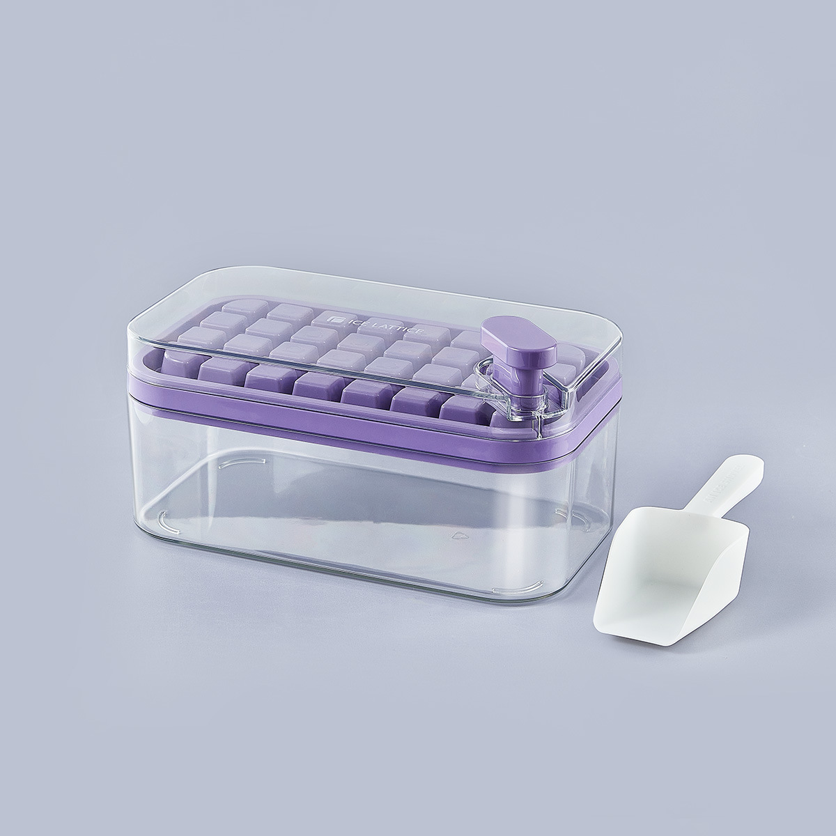 Ice Cube Silicone Press Ice Box Single và Double Layer Square Ice Cube Khuôn di động Công suất lớn Ice Cube Ice lưu trữ hộp với nắp đậy