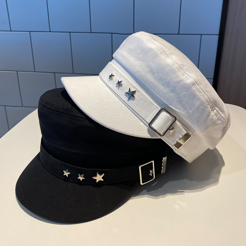 Flat Top Beret Hat British Style Painter Hat Spring Beret Cap Star Beret Hat Flat Top Caps Vintage Beret Hat