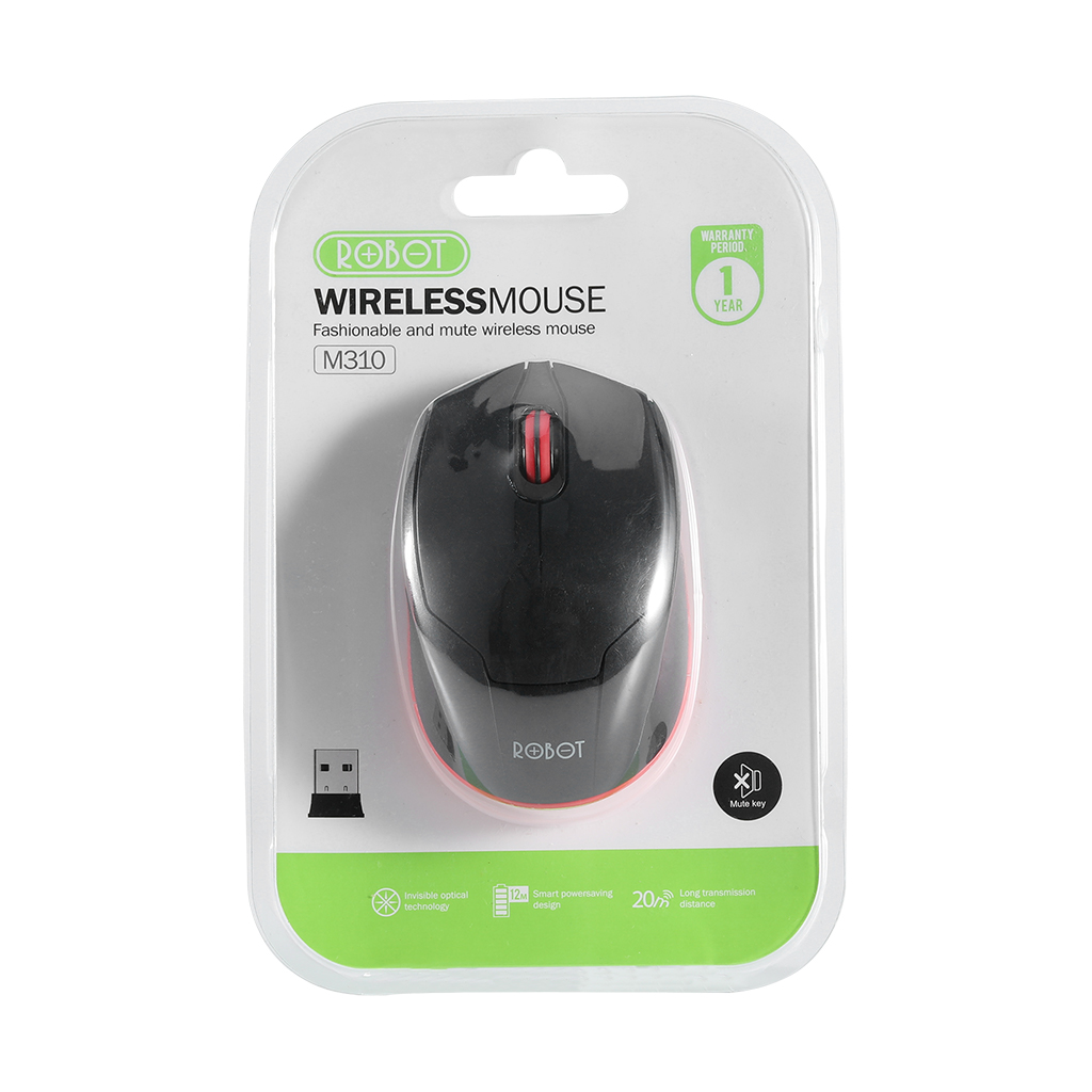 Chuột không dây Robot M310 tĩnh âm thiết kế silent nhấp im lặng kết nối usb nhỏ gọn tiện dụng vừa vặn bàn tay độ chính xác cao cho máy tính xách tay laptop pc dạy online học online