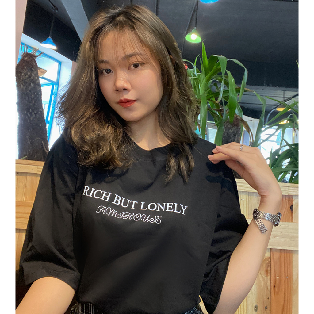 Áo thun AMIHOUSE form rộng RICH BUT LONELY