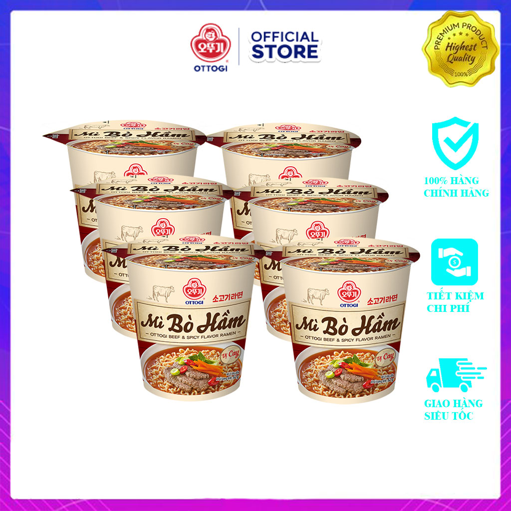 Combo 6 Ly Mì Bò Hầm Cay Otoki 62gx6