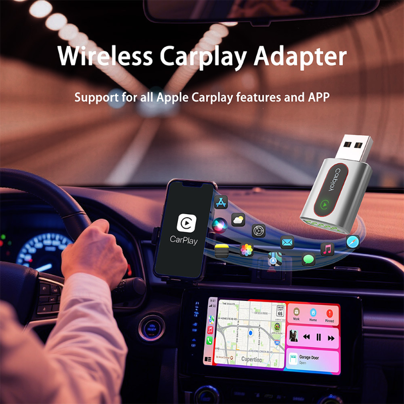 Wireless,Android Auto 2-In-1 Aluminum CarPlay Adapter Box-Wired to Wireless Vehicle Connection.
