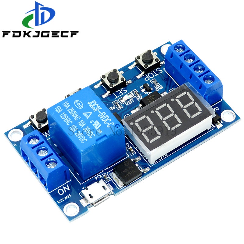 1 kênh 5V Relay 6-30V Mô-đun Rơle off/on chuyển đổi kích hoạt độ trễ thời gian mạch hẹn giờ chu kỳ 999 phút điều chỉnh mạch tích hợp