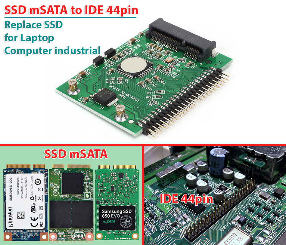 Hard drive adapter SSD mSATA to IDE ATA 44pin for laptop, industrial computer, embedded Computer embedded systems