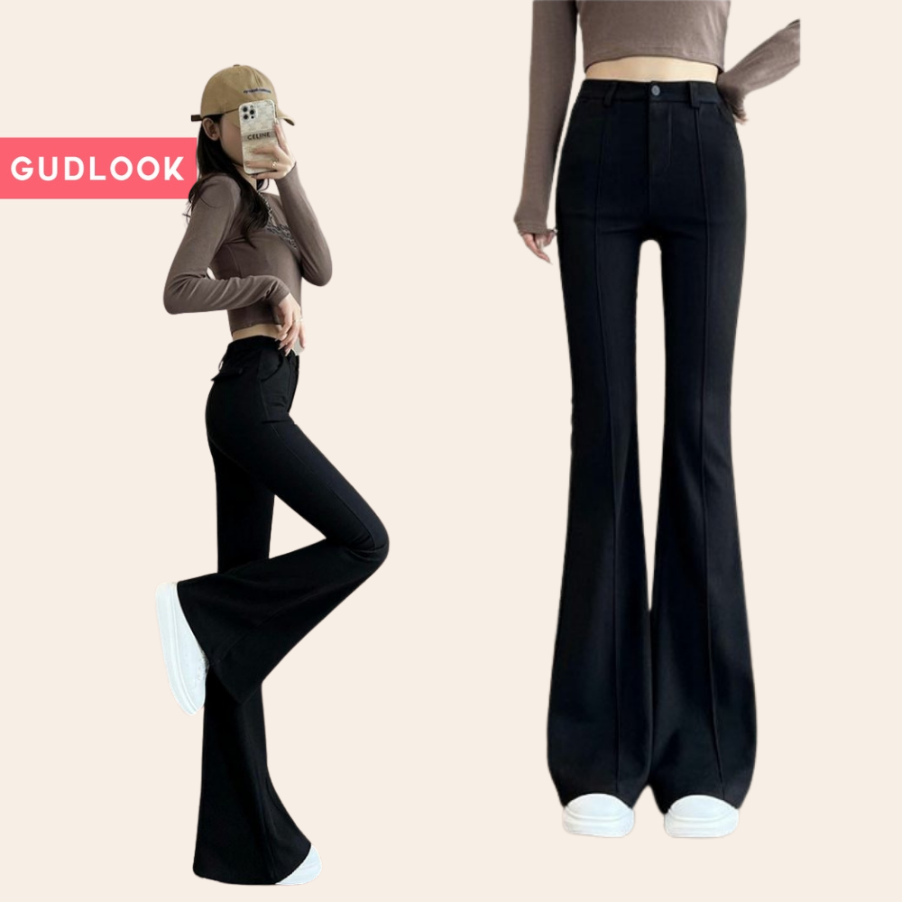 Quần legging nữ ống loe gudlook cạp cao co giãn tôn dáng