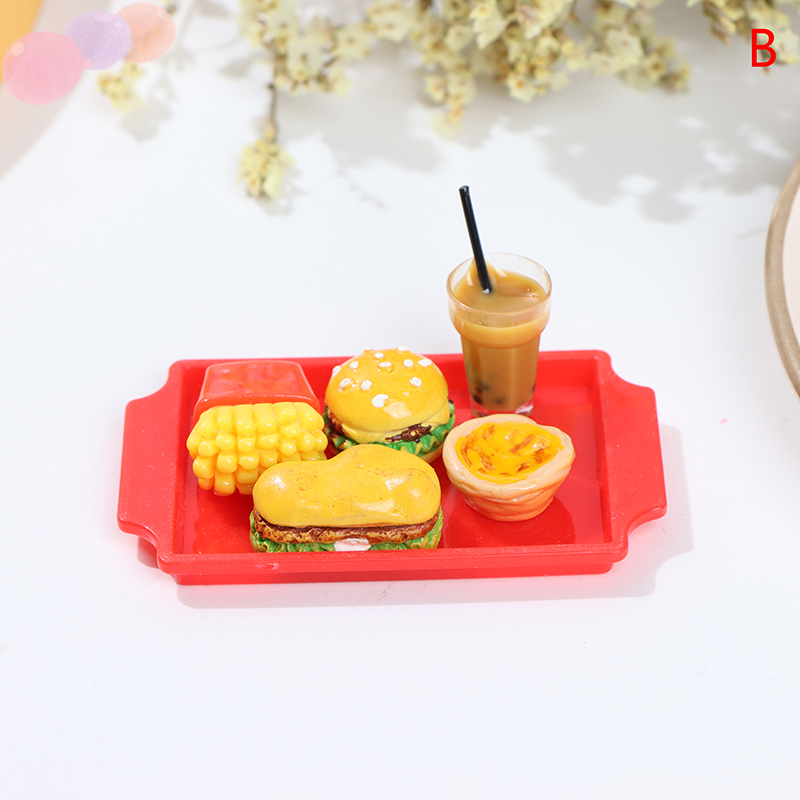 WXGRM 1 Bộ Nhà búp bê mini Hamburger thu nhỏ dễ thương đồ ăn nhanh cho nhà búp bê nhà bếp