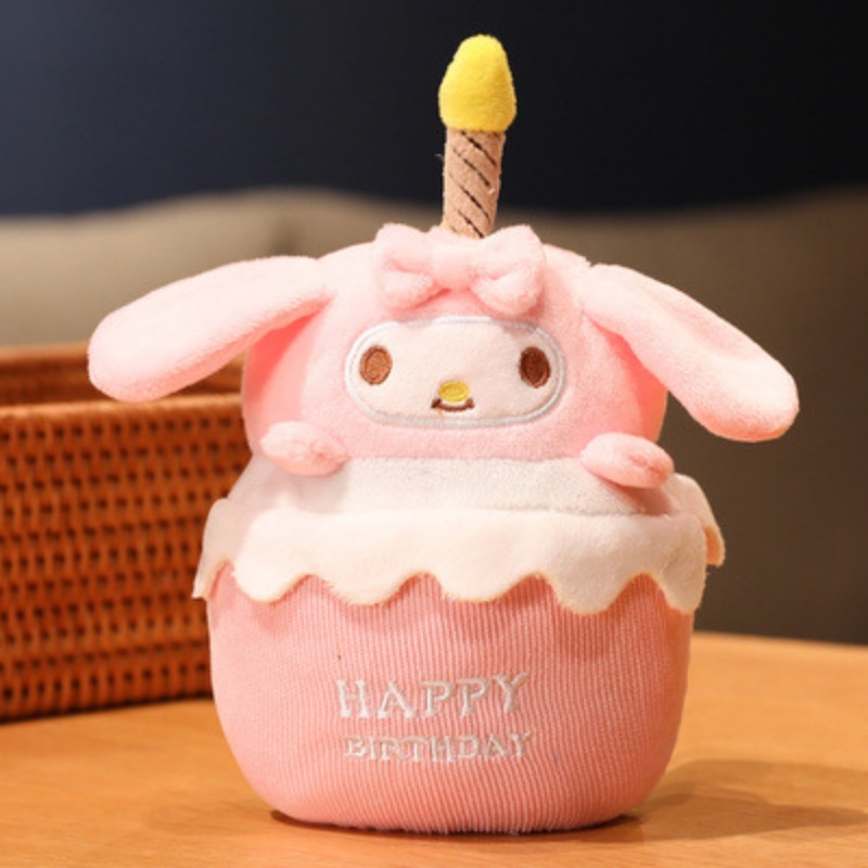 Sanrio đồ chơi nhồi bông hình bánh kem có nhạc và đèn led phát sáng cho bé