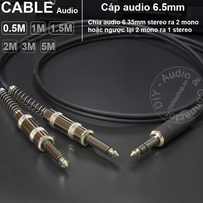 6.5mm stereo to 2 6.5mm mono cable diy 0.5m to 5m