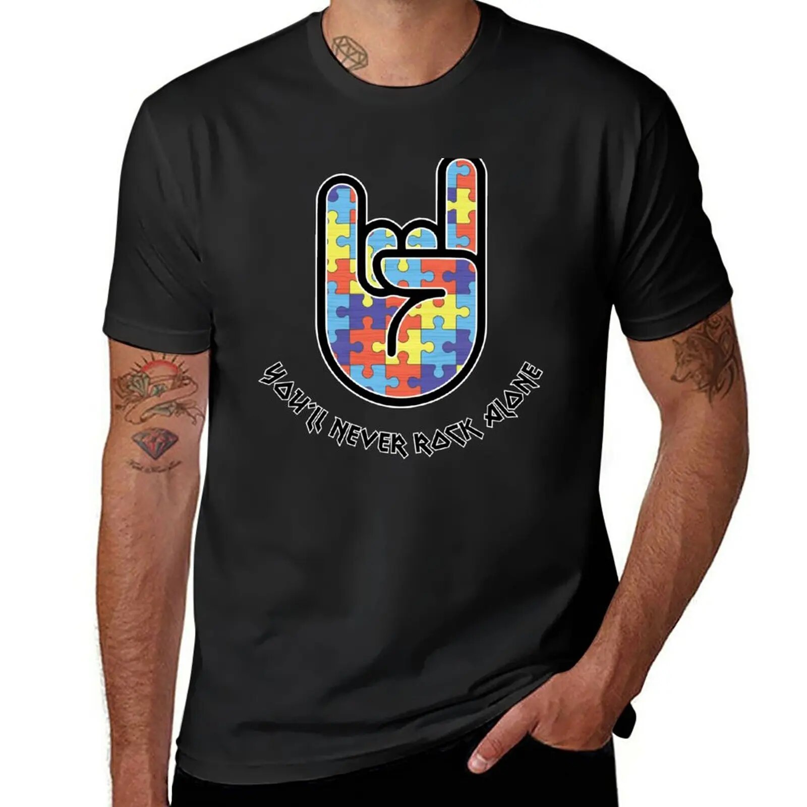 New You'll Never Rock Alone - Autism Awareness T-Shirt heavyweight t shirts oversized t shirts Tee shirt men clothings