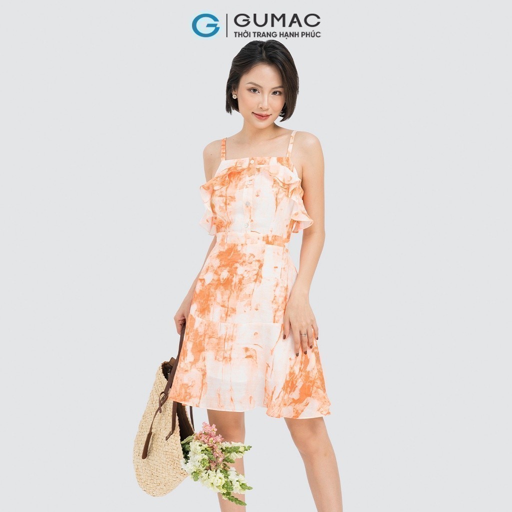 Đầm nữ A mini phối bèo GUMAC DD04053