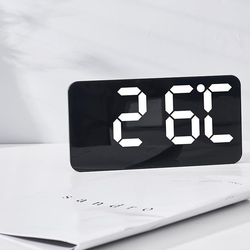 ZUOGUAN Đồng hồ treo tường mới, đơn giản, màn hình lớn, đồng hồ hai công dụng, đồng hồ phòng khách, nhiệt độ đồng hồ báo thức đa chức năng